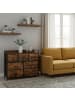 relaxdays Kommode in Schwarz/ Braun - (B)85 x (H)98 x (T)28,5 cm