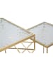 Mauro Ferretti Set aus 2 Couchtischen aus goldfarbenem Metall und Glas, 50x50x100-40x40x80 cm
