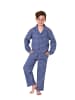 NORMANN Flanell Pyjama langarm Schlafanzug Karo Knopfleiste - 70132 in blau