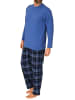 NORMANN Schlafanzug lang Pyjama karierte FlanellHose - 76556 in blau