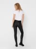 JACQUELINE de YONG Skinny Jeans Leder Optik High Waist Stretch Coated Denim Pants in Schwarz
