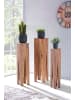 KADIMA DESIGN Beistelltisch 3er Set Massivholz Satztisch Quadratisch Modern, in Akazie