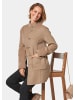 GOLDNER Kurzgröße:  Eleganter Wollmantel mit Stehkragen in dunkelblau / camel / melange