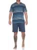 NORMANN kurzarm Schlafanzug Shorty Streifen in blau-mel.