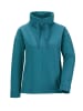 GOLDNER Sweatshirt Sweatshirt mit halsfernen Kragen und Tunnelzug in petrol