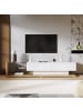 ABRIHOME LED-TV-Schrank 170cm– Hochglanz Weiß & Holzoptik,mit Glaselementen