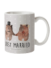 Mr. & Mrs. Panda Haferl Bär Heirat mit Spruch in Grau Pastell