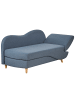 Beliani Chaiselongue MERI in Blau/Heller Holzfarbton - (W) 155 x (H) 76 x (L) 69 cm