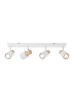 Brilliant Pini LED-Spotbalken – 4-flammig, Weiß/Holz, GU10, dimmbar, schwenkbar