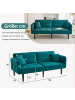 ABRIHOME Zweisitzer Schlafsofa in Blau Grün mit klappbaren Armlehnen und Schlaffunktion