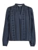Pulz Kurzarm-Bluse PZTIONA Loose fit in Dark Sapphire Strip