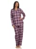 NORMANN Flanell Pyjama Schlafanzug langarm Knopfleiste und Reverskragen - 50118 in beere