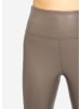 SASSYCLASSY Thermo High-Rise Leggings in Lederoptik in Taupe