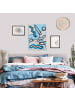 WALLART Leinwandbild - Komposition Neo Memphis Schwarz Blau in Blau