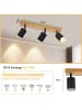 ZMH Deckenleuchte in schwarz 3-flammige GU10 LED Holz Vintage schwenkbar Deckenspots
