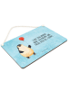Mr. & Mrs. Panda Wandbild Holz Pinguin Luftballon mit Spruch in Eisblau
