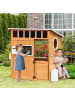 Outsunny Kinderspielhaus in Naturholz 122L x 108B x 135,5H cm