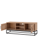 home24 home24 TV-Lowboard (150 cm) aus Pappel-Echtholzfurnier in Schwarz in Pappel Hell
