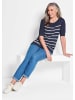 GOLDNER Pullover Maritimer Pullover mit U-Boot-Ausschnitt in marine / weiß / geringelt