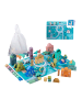 relaxdays 133 x Holzbausteine "Stadt" mit Puzzlematte in Bunt