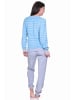 NORMANN Frottee Pyjama langarm Bündchen Streifen - 71460 in hellblau