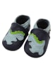 Yalion Baby-Lederlaufschuhe mit rutschfester Sohle – marineblau mit Dinosauriermuster 