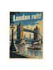 Mr. & Mrs. Panda Postkarte Tower Bridge Grafisch Design mit Spruch in Weiß