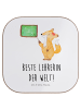 Mr. & Mrs. Panda Bierdeckel Fuchs Lehrerin mit Spruch in Weiß