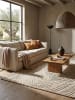 KADIMA DESIGN Wollteppich Kurzflor LEVEN Floral Naturfaser Wohnzimmer in Beige