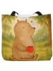 Mr. & Mrs. Panda Shopping Bag Bär Kaffee Design ohne Spruch in Weiß