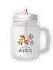 Mr. & Mrs. Panda Trinkglas Mason Jar Igel Familie mit Spruch in Transparent