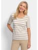 GOLDNER Streifenshirt aus softer Baumwollmischung in beige / weiß / geringelt
