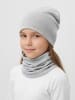 TupTam Unisex Kinder Beanie Mütze Schlauchschal Set in grau