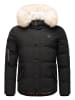 STONE HARBOUR Winterjacke Halvaar in Black mit weißem Fell