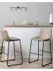 Beliani 2-tlg Barhocker FRANKS in Beige/Schwarz