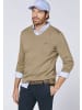 Polo Sylt Strickpullover mit V-Neck und Stickerei in Grau