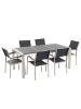 Beliani 7-tlg Gartentisch Set GROSSETO in Grau/Schwarz/Silber