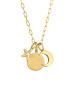 Elli Halskette 925 Sterling Silber Halbmond, Sonne, Sterne, Stern in Gold