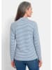 GOLDNER Kurzgröße:  Ringelshirt mit Stehkragen in blau / cremeweiß / geringelt
