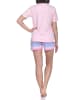 NORMANN Kurzarm Shorty Schlafanzug Pyjama Übergröße Zick Zack Muster in rosa