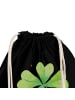 Mr. & Mrs. Panda Jutebeutel Blume Kleeblatt mit Spruch in Schwarz