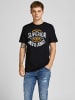 Jack & Jones Denim JJELOGO Print Kurzarm O-NECK T-Shirt in Schwarz