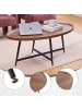 ABRIHOME Couchtisch Oval Holztischplatte & Schwarzes Metallgestell, 110x55 cm