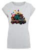 F4NT4STIC Extended Shoulder T-Shirt Blumen Auto Tee in grau meliert