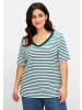 sheego T-Shirt in petrol-gestreift