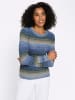 Sieh an! Langarm-Pullover in royalblau-sesam-gemustert