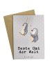 Mr. & Mrs. Panda Babykarte Pinguin Beste Omi der Welt mit Spruch in Grau Pastell