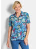 GOLDNER Hemdbluse Blusenshirt mit floralem Print in blau / gemustert