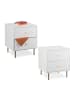 relaxdays 2 x Nachttisch in Weiß/ Gold - (B)45 x (H)52 x (T)40 cm