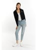 myMo Damen Zip Hoodie Cropped in Schwarz